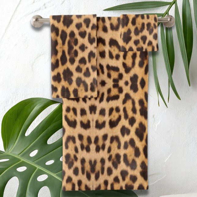 Conjunto De Toalhas impressão-leopardo safari selvagem feminino (girly chic wild safari leopard print bath towel set)