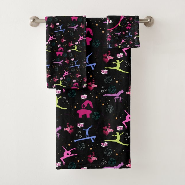 Conjunto De Toalhas Impressão Monograma de ginástica 3 Peça (Insitu)