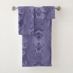 Conjunto De Toalhas Impressão roxo do damasco do índigo elegante de