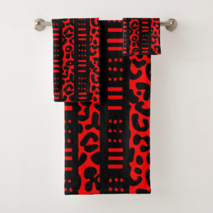 Conjunto De Toalhas Impressão tribal vermelho do leopardo