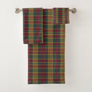 Conjunto De Toalhas Impressão Xadrez de Natal Vermelho e Verde Dourado
