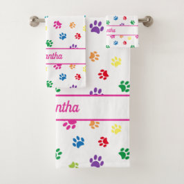 Conjunto De Toalhas Impressões de Patas Coloridas e Fofas Personalizad