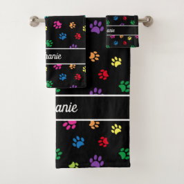 Conjunto De Toalhas Impressões de Patas Coloridas Personalizadas