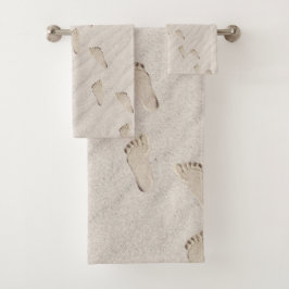 Conjunto De Toalhas Impressões descalços na areia de praia