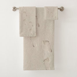 Conjunto De Toalhas Impressões descalços na areia de praia