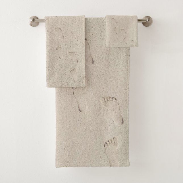 Conjunto De Toalhas Impressões descalços na areia de praia (Insitu)