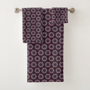 Conjunto De Toalhas Inclinação Floral Pintada Para Borgonha e Cinza