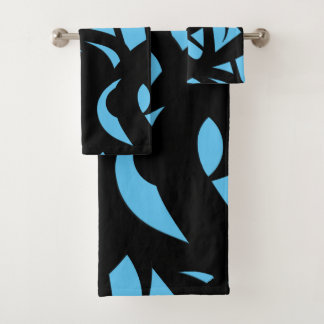 Conjunto De Toalhas Incrível Arte Moderna Azul / Preto