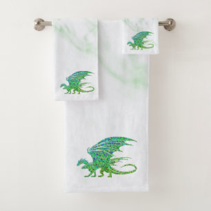Conjunto De Toalhas Incrível Dragão Verde Mosaico Pessoal