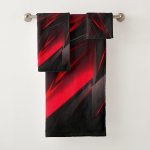 Conjunto De Toalhas Incrível Vermelho ao Design Abstrato Ponto 
