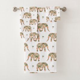 Conjunto De Toalhas Indian Floral Paisley Ornate Elephants