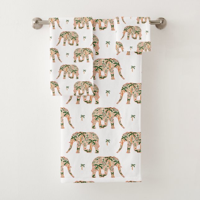 Conjunto De Toalhas Indian Floral Paisley Ornate Elephants (Insitu)