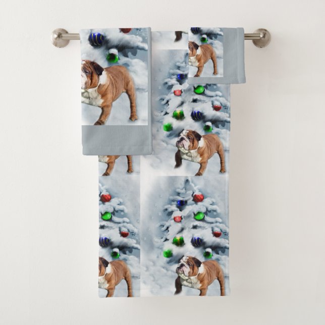 Conjunto De Toalhas Inglês Buldogue Christmas (Insitu)
