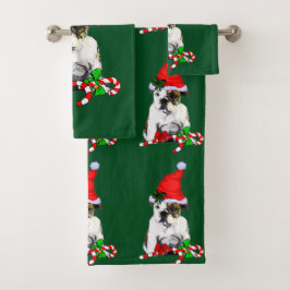 Conjunto De Toalhas Inglês Buldogue Puppy Natal