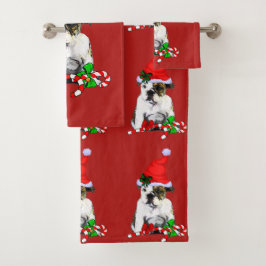 Conjunto De Toalhas Inglês Buldogue Puppy Natal