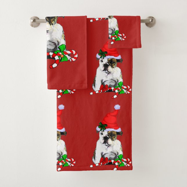Conjunto De Toalhas Inglês Buldogue Puppy Natal (Insitu)