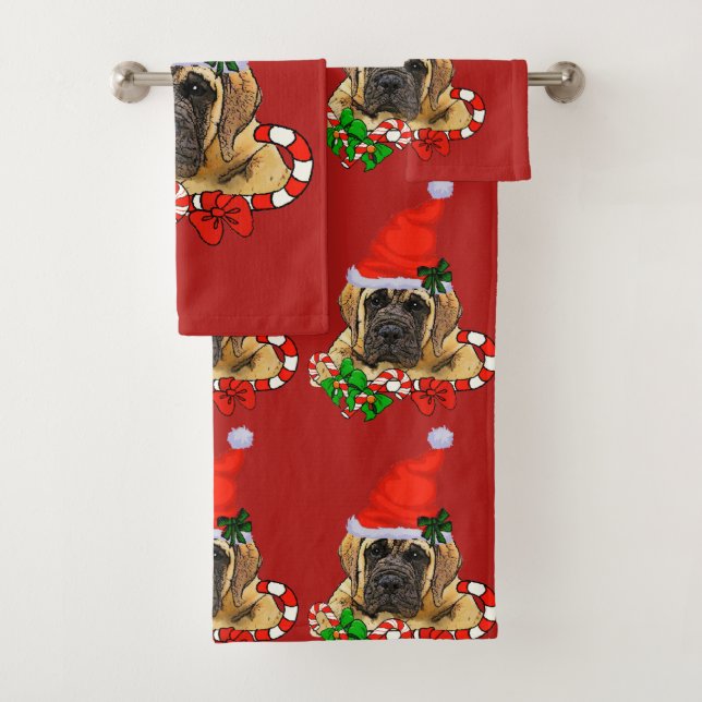 Conjunto De Toalhas Inglês Mastiff Natal (Insitu)