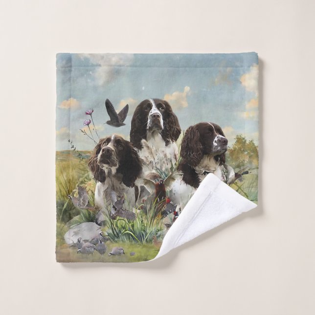 Conjunto De Toalhas Inglês Springer Spaniels, Arte (Pano de lavar)