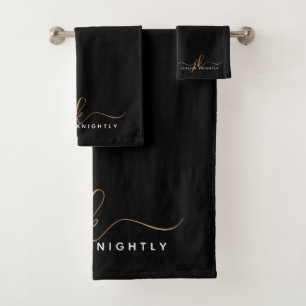 Conjunto De Toalhas Iniciais de Monograma de Script Elegante Moderno D