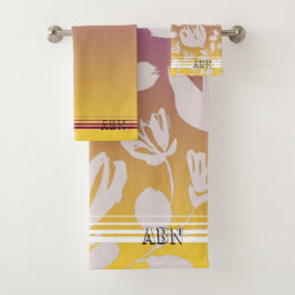 Conjunto De Toalhas Initials elegant matching gradient floral mustard 