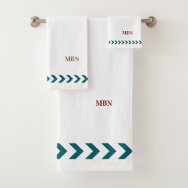 Conjunto De Toalhas Initials minimalist blue abstracts White