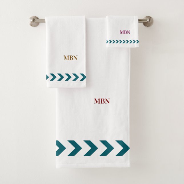 Conjunto De Toalhas Initials minimalist blue abstracts White (Insitu)