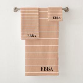 Conjunto De Toalhas Initials pretty earty background white stripes