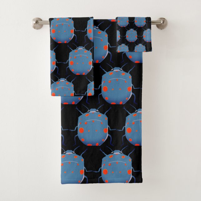 Conjunto De Toalhas Insetos azuis, besouros (Insitu)