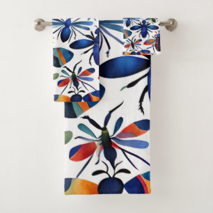 Conjunto De Toalhas Insetos Coloridos Cores Aquáticas Imaginam Arte