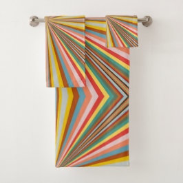 Conjunto De Toalhas Interrupção Colorida Das Frisas Retro