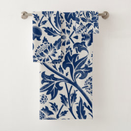 Conjunto De Toalhas Intricate blue floral pattern on light background