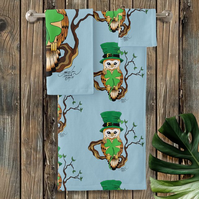 Conjunto De Toalhas Irish Clovers Owl Green (Criador carregado)