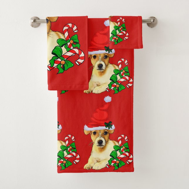 Conjunto De Toalhas Jack Russell Terrier Natal (Insitu)