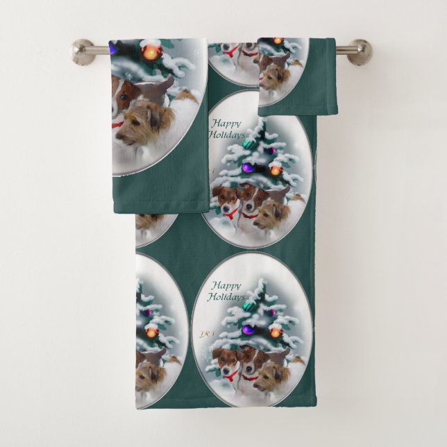 Conjunto De Toalhas Jack Russell Terrier Trio de Natal (Insitu)