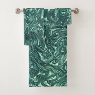 Conjunto De Toalhas Jade texturizada e tons verdes cianis