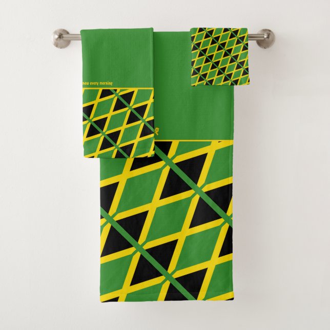 Conjunto De Toalhas JAMAICA FLAG Personalizado Escritura VERDE (Insitu)