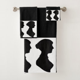 Conjunto De Toalhas Jane Austen's Silhouette on Black