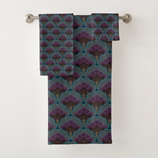 Conjunto De Toalhas Japanese art deco style_Midnight (Insitu)