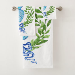 Conjunto De Toalhas Jar de Ginger Azul e Branco