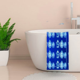 Conjunto De Toalhas Jar de Ginger Elegante Monograma Branco Azul