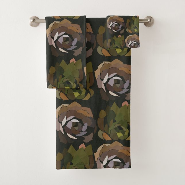 Conjunto De Toalhas Jardim Cactus Deixa Padrão Botânico Verde (Insitu)