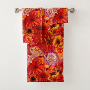 Conjunto De Toalhas Jardim de Campo de Flor Laranja Feliz