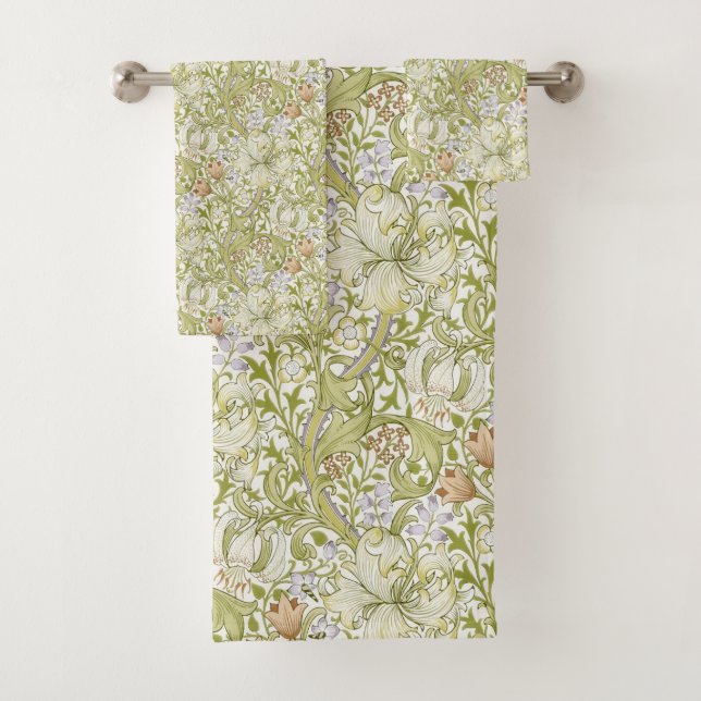 Conjunto De Toalhas Jardim de Lírio Dourado Clássico de William Morris (Insitu)