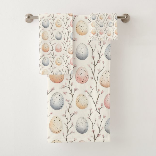 Conjunto De Toalhas Jardim de Ovos Pastel - Decoração de Páscoa perfei (Insitu)