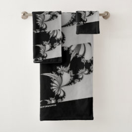 Conjunto De Toalhas Jardim Fractal cinza