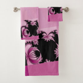 Conjunto De Toalhas Jardim Fractal rosa