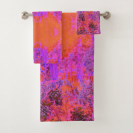 Conjunto De Toalhas Jardim Impressionista Laranja Trippy Magenta