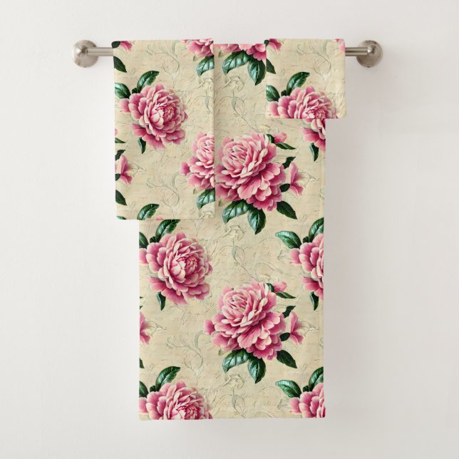 Conjunto De Toalhas Jardínias Rosa Shabby Chic (Insitu)