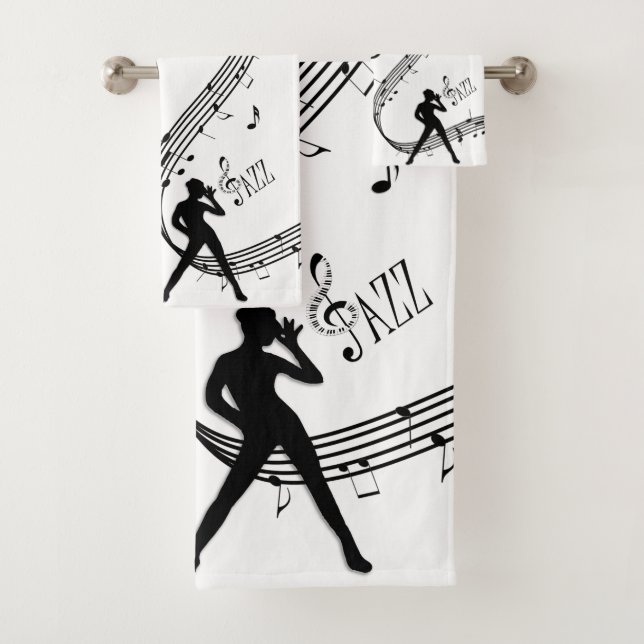 Conjunto De Toalhas Jazz Dance White Music Bath Towel Set (Insitu)