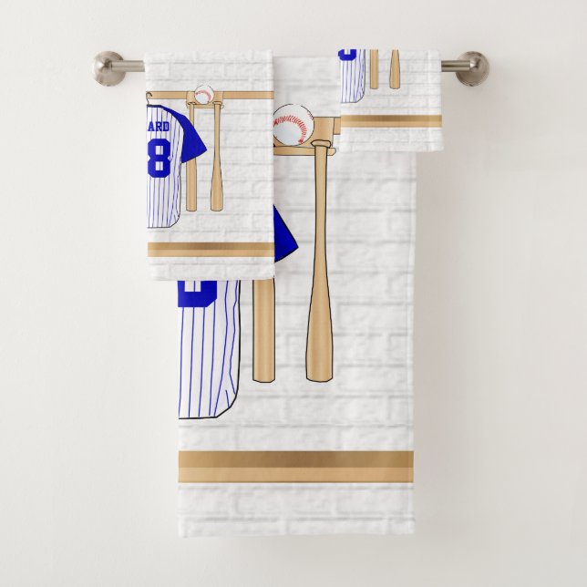 Conjunto De Toalhas Jersey Azul e Branco Personalizados (Insitu)